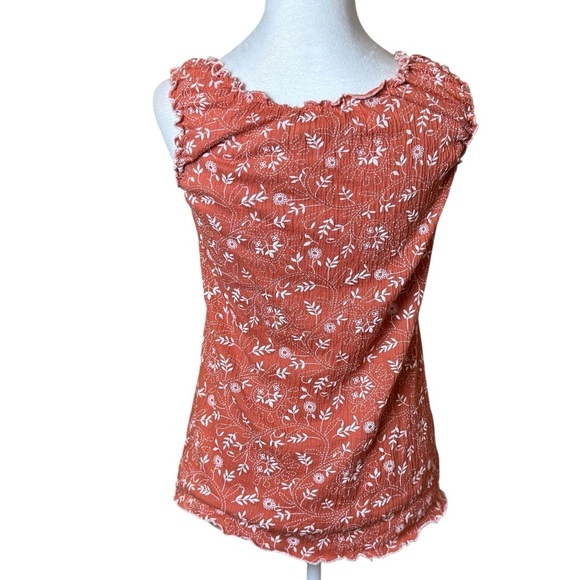 Vintage Y2K Babydoll Top Younique Large Terracotta Embroidered Feminine Floral - Picture 4 of 8